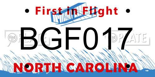 BGF017 North Carolina License Plate