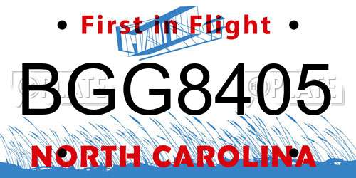 BGG8405 North Carolina License Plate