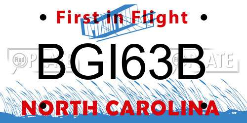BGI63B North Carolina License Plate