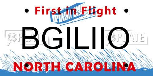 BGILIIO North Carolina License Plate
