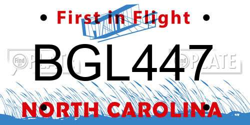 BGL447 North Carolina License Plate