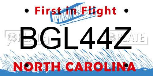 BGL44Z North Carolina License Plate