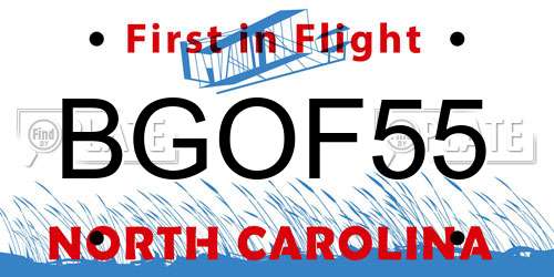 BGOF55 North Carolina License Plate