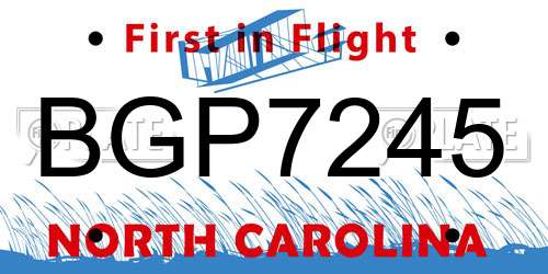 BGP7245 North Carolina License Plate