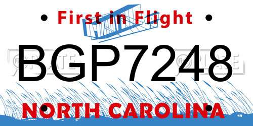 BGP7248 North Carolina License Plate