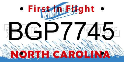BGP7745 North Carolina License Plate