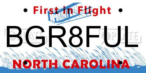 BGR8FUL North Carolina License Plate