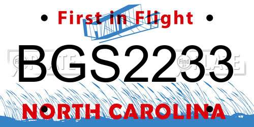 BGS2233 North Carolina License Plate