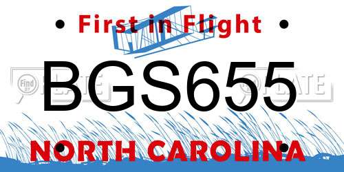 BGS655 North Carolina License Plate