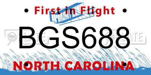 BGS688 North Carolina License Plate