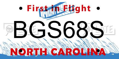 BGS68S North Carolina License Plate