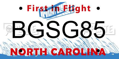 BGSG85 North Carolina License Plate