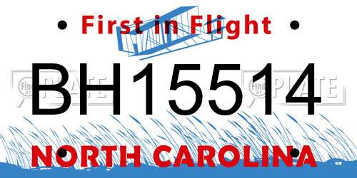 BH15514 North Carolina License Plate