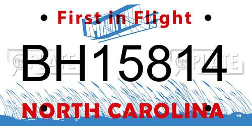 BH15814 North Carolina License Plate