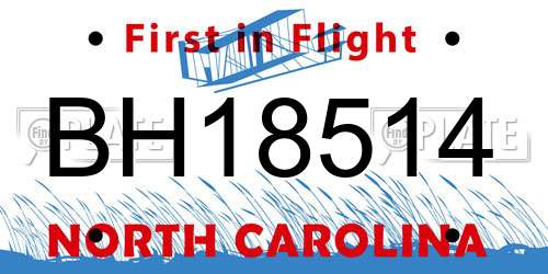 BH18514 North Carolina License Plate