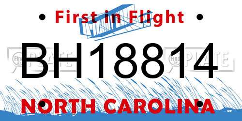 BH18814 North Carolina License Plate