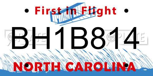 BH1B814 North Carolina License Plate