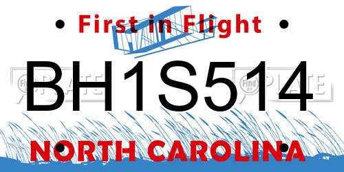 BH1S514 North Carolina License Plate