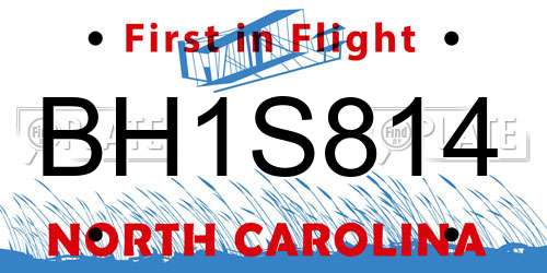 BH1S814 North Carolina License Plate