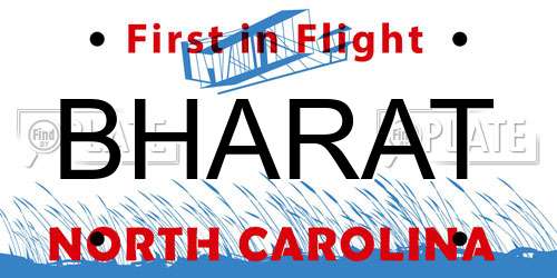 BHARAT North Carolina License Plate