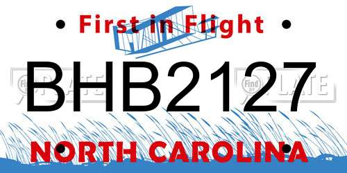 BHB2127 North Carolina License Plate