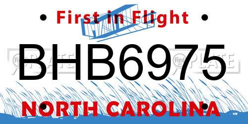 BHB6975 North Carolina License Plate