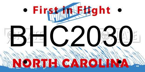 BHC2030 North Carolina License Plate