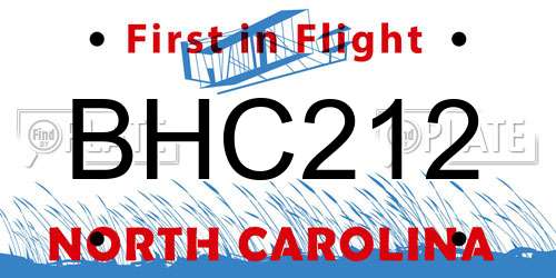 BHC212 North Carolina License Plate