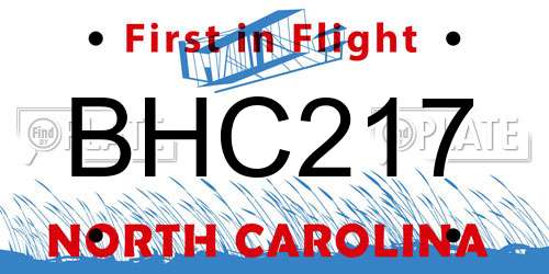BHC217 North Carolina License Plate