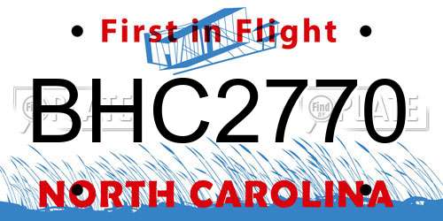 BHC2770 North Carolina License Plate