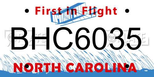 BHC6035 North Carolina License Plate