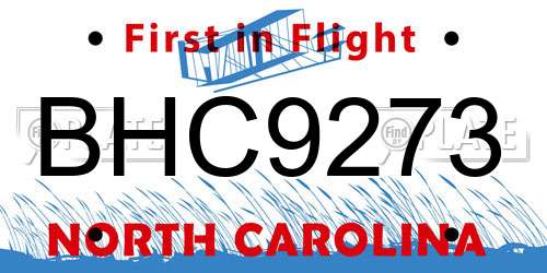 BHC9273 North Carolina License Plate