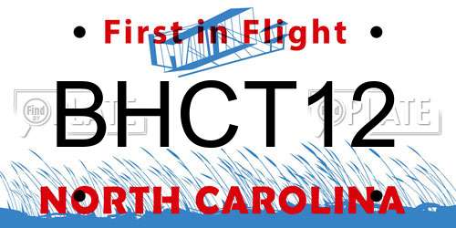 BHCT12 North Carolina License Plate