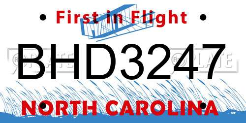 BHD3247 North Carolina License Plate
