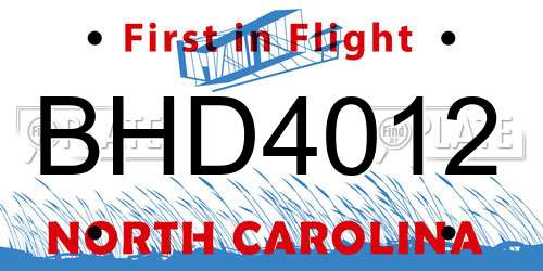 BHD4012 North Carolina License Plate