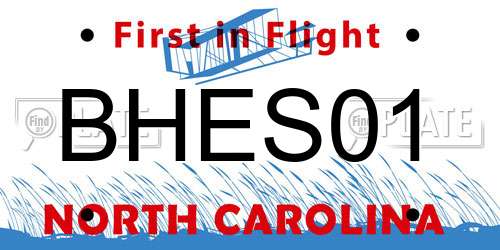 BHES01 North Carolina License Plate