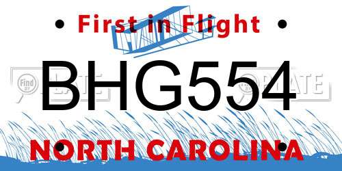 BHG554 North Carolina License Plate