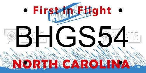 BHGS54 North Carolina License Plate