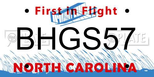 BHGS57 North Carolina License Plate