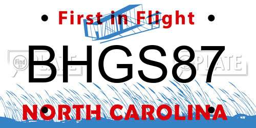 BHGS87 North Carolina License Plate