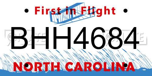 BHH4684 North Carolina License Plate