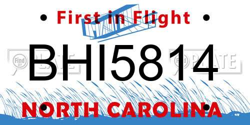 BHI5814 North Carolina License Plate