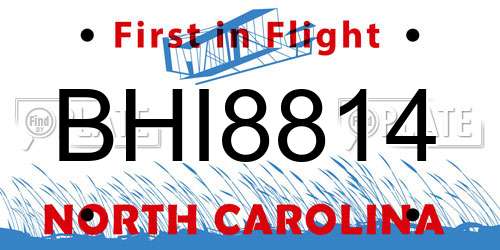 BHI8814 North Carolina License Plate