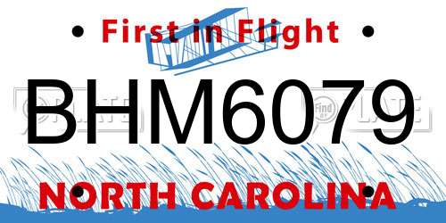 BHM6079 North Carolina License Plate
