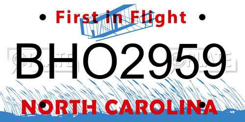 BHO2959 North Carolina License Plate