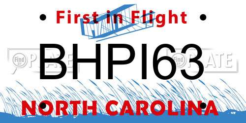 BHPI63 North Carolina License Plate