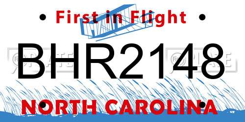 BHR2148 North Carolina License Plate