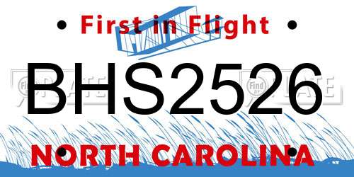 BHS2526 North Carolina License Plate