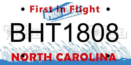 BHT1808 North Carolina License Plate
