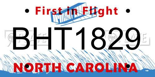 BHT1829 North Carolina License Plate